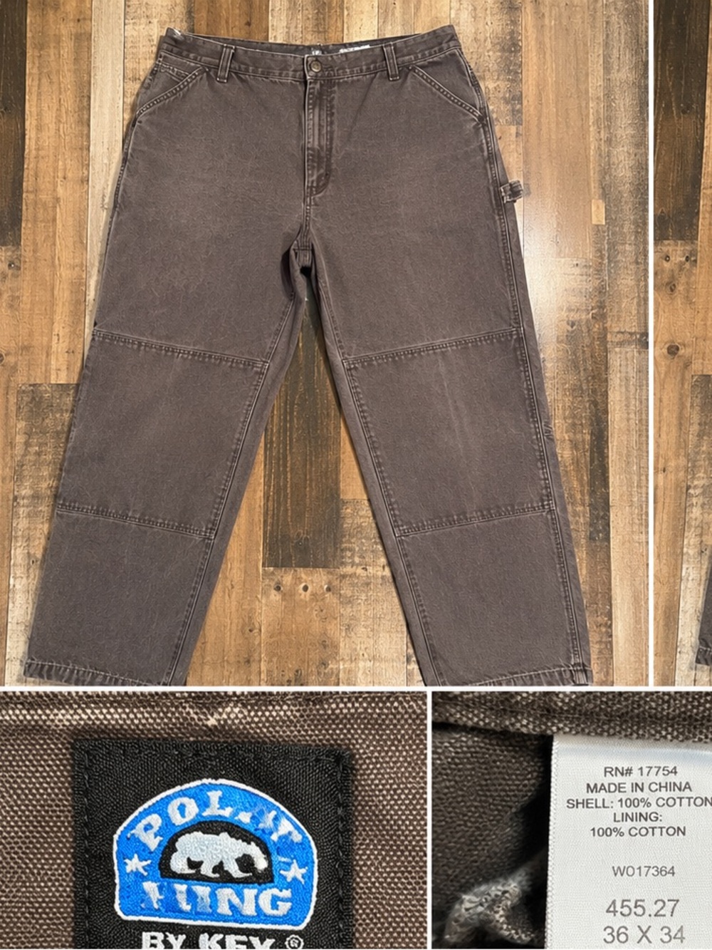 Polar King Men's Brown Cargo Carpenter Pants 36x34